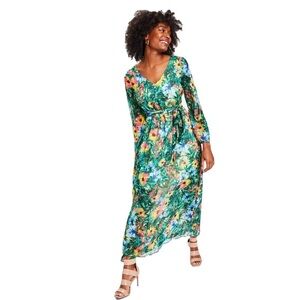INC INTERNATIONAL CONCEPTS Hawaiian Tropical Print Chiffon Boho Maxi Dress Sz 14